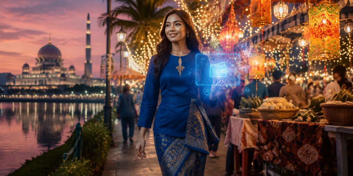 Pengguna berbaju kurung menggunakan platform 1776 di Putrajaya